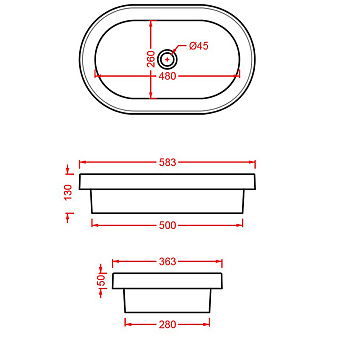 Раковина на консоль ArtCeram Fuori TFL033 01 00 58,3х36,3см