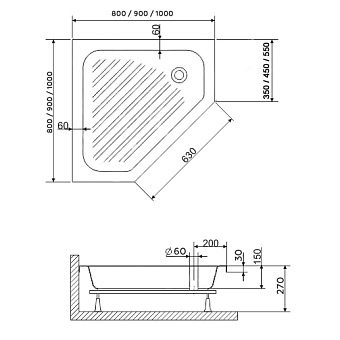 Душевой поддон RGW Acryl 16180588-51 BT/CL-S 80х80см