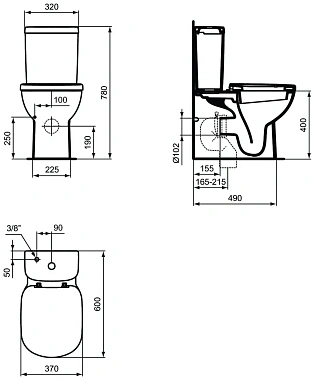 Чаша для унитаза IDEAL STANDARD TEMPO T328101 без сиденья