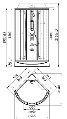 Душевая кабина RADOMIR Паола 1-05-1-0-0-0571 93х93х198см стекло матовое