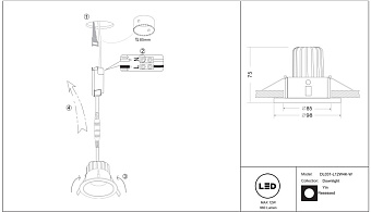 Светильник точечный встраиваемый Maytoni Yin DL031-L12W4K-D-B 12Вт LED