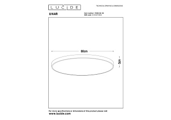 Светильник потолочный Lucide UNAR 79185/80/30 80Вт LED