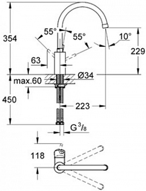 Смеситель для кухни GROHE Concetto New 32661001 высокий излив хром