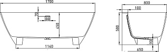 Ванна каменная SALINI SOFIA 102522MRF S-Stone матовая 170х80см пристенная