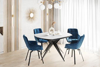 Кухонный стул поворотный AERO 56х61х85см велюр/сталь Navy