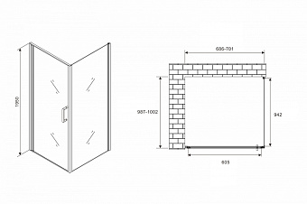 Угловое ограждение Abber Sonnenstrand AG04070M-S100M 195х100см стекло матовое