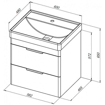 Тумба под раковину напольная AQUANET Ирис new 310144 48х60х65см