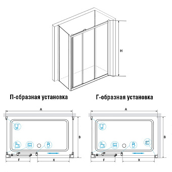 Угловое ограждение RGW Classic 04094037-011 CL-40 185х70см стекло прозрачное
