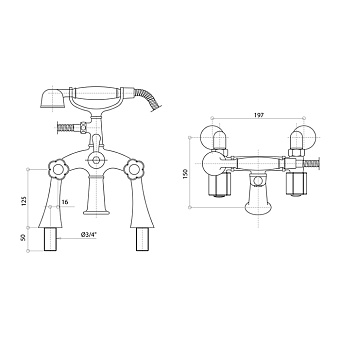 Смеситель для ванны Bongio Fleur Noir 12527CR00 хром
