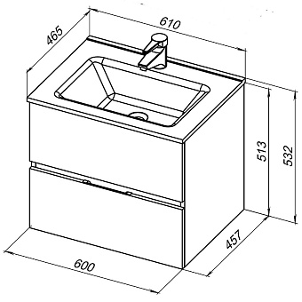 Тумба под раковину подвесная AQUANET Алвита New 277512 46х60х51,3см
