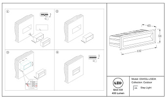 Подсветка для лестниц Outdoor Outdoor O045SL-L5B3K Черный