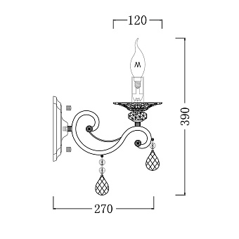 Светильник настенный Maytoni Grace ARM247-01-G 40Вт E14