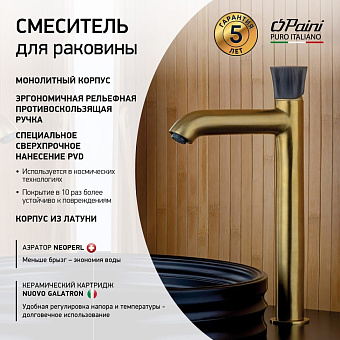 Смеситель для раковины Paini Domus 18PJ205PZLL золото брашированное