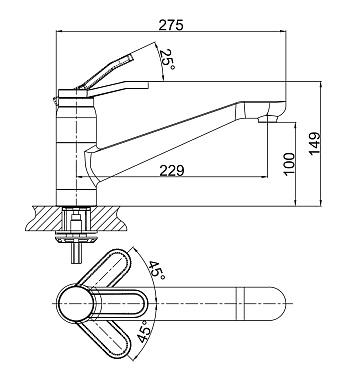 Смеситель для кухни D&K Venice.Rialto DA1062341 поворотный излив хром