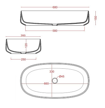Раковина накладная ArtCeram Cognac COL005 95 00 68х35см