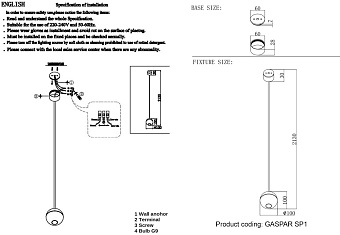 Светильник подвесной CRYSTAL LUX GASPAR GASPAR SP1 WHITE 3Вт G9