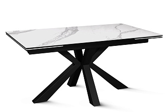 Кухонный стол раскладной AERO 90х160х76см закаленное стекло/керамика/сталь Onix