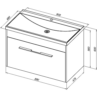 Тумба под раковину подвесная AQUANET Августа 274019 48х89х60см