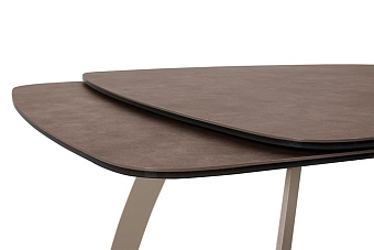 Кухонный стол раскладной AERO 88х140х76см закаленное стекло/керамика/сталь Latte