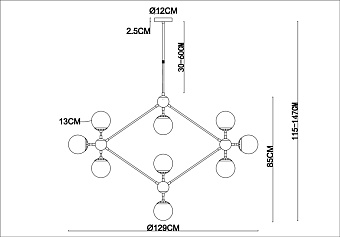 Люстра подвесная Arte Lamp BOLLA A1664SP-15BK 60Вт 15 лампочек E14