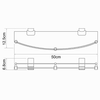 Полка в ванную округлая WASSERKRAFT LEINE K-5024 1-ярусная 6,8х50см хром