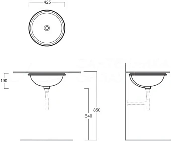 Раковина встраиваемая снизу SIMAS Top E Lavabi D'Arredo S54 bi 42,5х42,5см