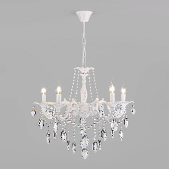 Люстра подвесная Eurosvet Veletta 10108/5 белый/прозрачный хрусталь Strotskis 60Вт 5 лампочек E14