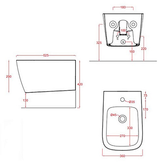 Биде подвесное ArtCeram A16 ASB001 44 00