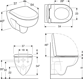 Унитаз подвесной GEBERIT Renova 500.801.00.1 безободковый с микролифтом