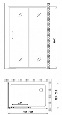 Угловое ограждение Gemy Victoria S30191HM-A100M 190х100см стекло матовое