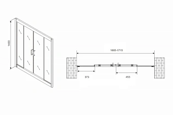 Стеклянная шторка на ванну Abber Schwarzer Diamant AG57170 140х170см