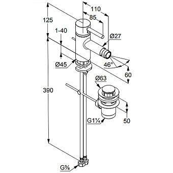 Смеситель для биде KLUDI Bozz 385333976 чёрный