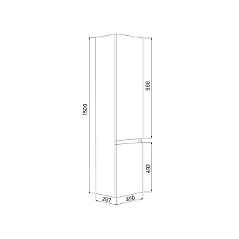 Пенал подвесной IDDIS Zodiac ZOD35A0i97 28х35х150см белый матовый