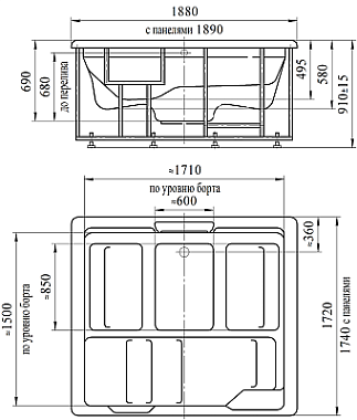 Мини бассейн СПА RADOMIR ЦЕЗАРЬ 1-30-0-0-5-0501П 1890х1740х69см 0,85куб.м