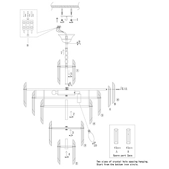 Светильник подвесной Maytoni Flare DIA200PL-08G 40Вт E14