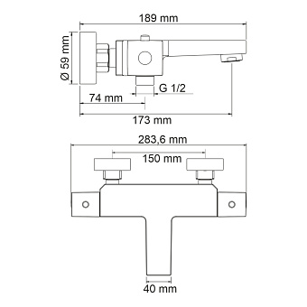 Смеситель для ванны WASSERKRAFT Alme 1500 1511 Thermo хром