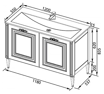 Тумба с раковиной AQUANET Паола 213046 55х120х83,5см