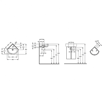 Раковина угловая IDEAL STANDARD CONNECT SPACE E793101 48х44см
