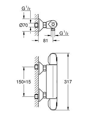 Смеситель для душа GROHE Grohtherm 1000 New 34550000 хром