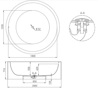 Ванна каменная SALINI ISOLA 101111GRH S-Sense глянцевая 200х200см отдельностоящая