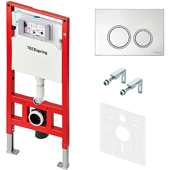 Комплект для установки подвесного унитаза Tece TECEspring S955101 с панелью смыва хром