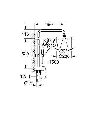 Душевой гарнитур GROHE New Tempesta 27389002 хром