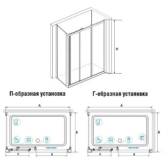 Угловое ограждение RGW Classic 04094097-011 CL-40 185х70см стекло прозрачное