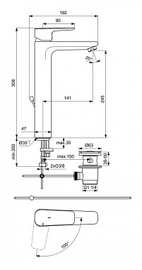 Смеситель для раковины IDEAL STANDARD CERAPLAN III SLIM BC572AA хром