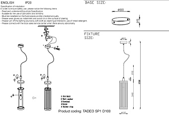 Светильник подвесной CRYSTAL LUX TADEO TADEO SP1 D100 CHROME/TRANSPARENTE 40Вт E14