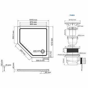 Душевой поддон WASSERKRAFT Isen 26T38 100х100см