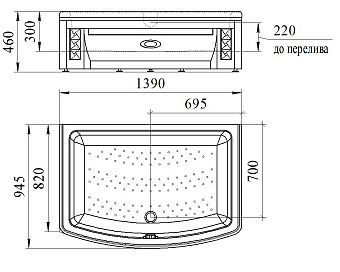 Душевой поддон RADOMIR Диана 1-11-0-0-0-014 94,5х139см