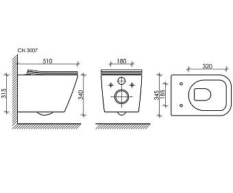 Унитаз подвесной Ceramica Nova Metric CN3007MB безободковый с микролифтом