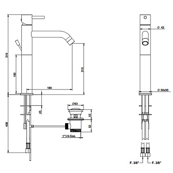 Смеситель для раковины Bongio T-Square 52520CRPR хром