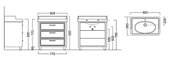 Тумба под раковину напольная KERAMA MARAZZI Pompei PO.80.3-BLK 50х80х92см